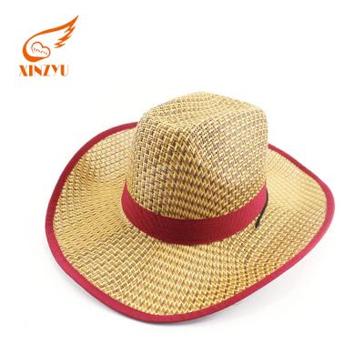China Fancy Felt Girls Western Cowboy Hat Straw Striped / Paper Material Women Cowboy Hat for sale
