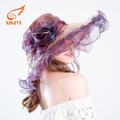 China Character Decorate Organza Party Organza Flower Fashion Lady Church Hat for sale