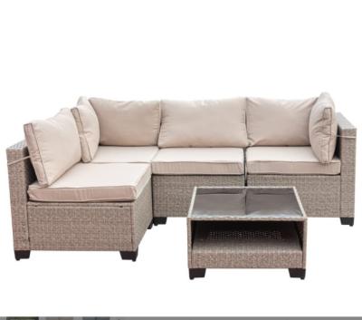 China Sofá de rincón de ratán Conjunto de patio moderno de corte de lujo enmarcado en aluminio Hotel Villa Home en venta
