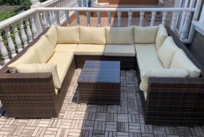 China Sofá de salón de ratán Conjunto de jardín exterior Muebles de patio impermeable a la luz del sol exterior en venta