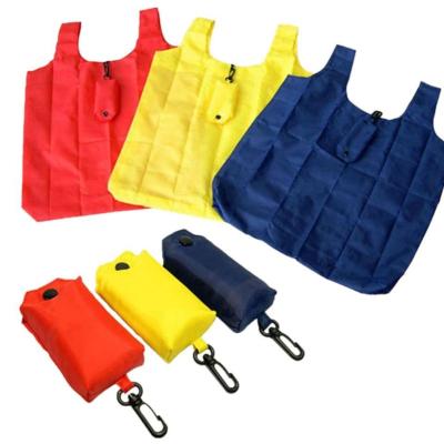 China Waterproof Wholesale Reusable folding nylon polyester foldable tote shopping bag with custom logo for sale