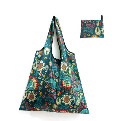 China Eco-friendly Wholesale Custom Polyester Folding Reusable Daily Life Shopping With Logo Handbag for sale