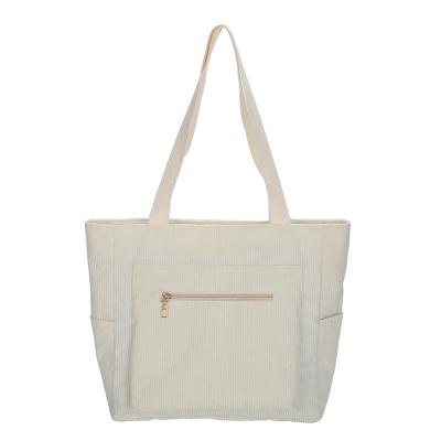 China Eco-friendly Hot selling Custom eco friendly cotton bag with logo Shoulder Corduroy Tote Bag for sale