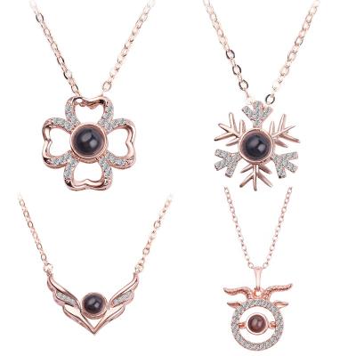 China One Hundred Necklace I Love You Languages Projection Express Necklace For Girlfriend for sale