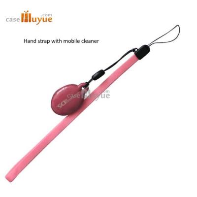 China Japanese Mobile Phone Strap with a PVC cleaner 7mm Nylon Mobile Strap with screen cleaner for sale