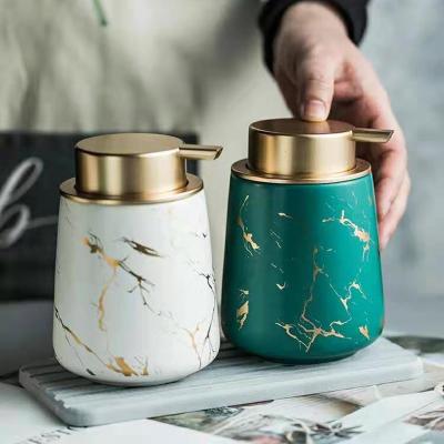 China Viable Ceramic Marble Bathroom Mouthwash Cup Toothbrush Holder Lotion Bottle Soap Dispenser Set for sale