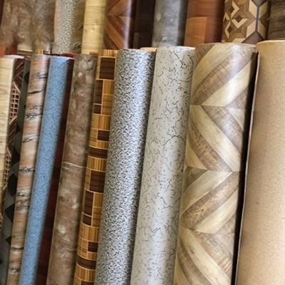China Modern Cheap Rolls Wood Pattern Woven Garage Adhesive Transition Strip Floor Pvc Linoleum Flooring for sale