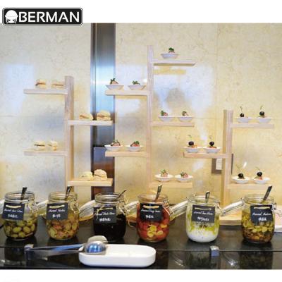 China Fashion To Other Home Decor Luxury Modern Wooden Tiered Display Stand Set For Buffet for sale