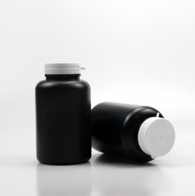 China 4oz 5oz 6oz 8oz Empty Black HDPE Tablet Capsule Bottle with Pull-Ring Flip Cap Customized Colors and Durable Material for sale