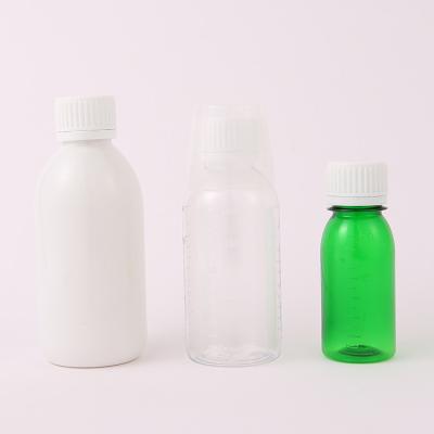 China 120ml 125ml 200ml 250ml 300ml 500ml Green Amber PET Vitamin Liquid Boston Plastic Bottle with CRC Cap and Cup for sale