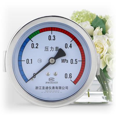China Tipo de abrazadera Medidor de presión de gas axial 1,6% Indicador de presión hidráulica de precisión en venta