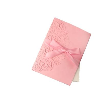 China New Design Europe 200gsm Hot Gorgeous Pearl Paper Laser Cut Wedding Invitation 3d Pop Up Engagement Greeting Cards for sale
