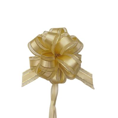 China Luster Wholesale Pull Flower Diy Wedding Decoration Bow Gift Wrapping Organza Pull Bow Ribbon for sale