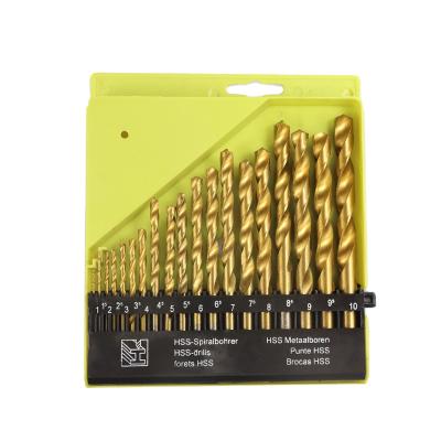 China High Speed Metal Drilling 19pcs HSS Steel Titanium-Clad Drill Bits Set For Wood Drilling for sale