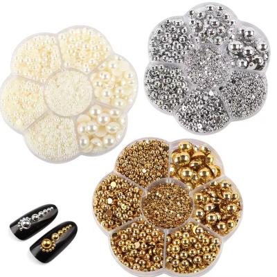 China Amazon Hot Sale Eco-friendly Manicure Nail Decorations Half Round Size 2/3/4/5/6/8/10mm Nail Beads Mixed Plastic Beads for sale