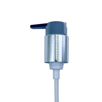 China 24/410 non refillable silver electroplating plastic lotion pump with clip lock for cosmetic products for sale