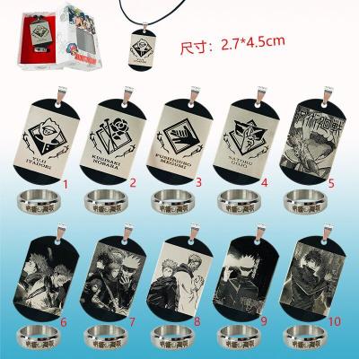 China FASHIONABLE Japanese Anime Jujutsu Kaisen Cartoon Alloy Necklace and Ring Set for sale