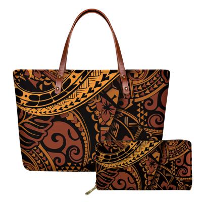 China Fashion Neoprene Top-Handle Bags Gold Vintage Original Tribal Polynesian Lightweight Casual Ladies Shoulder Bags With Tall Long Handles for sale