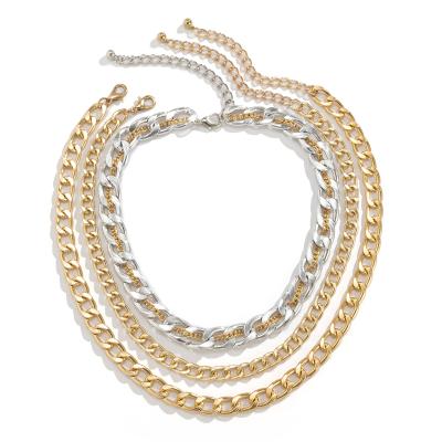 China Other Metal Necklace Fashion Personalized Geometric Avant-Garde Retro Mixed Color Aluminum Clavicle Chain Necklace for sale