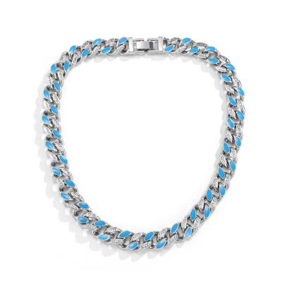 China The other retro simple full hip hop diamond personalized oil drop diamond chain necklace by CUBAN CHAIN NECKLACE for sale
