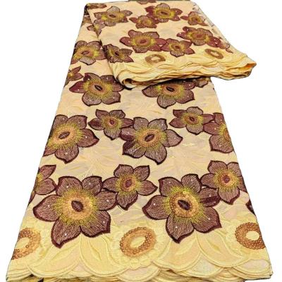 China Moda Austria vestido de novia suizo voile 100% algodón lafaya encaje africano francés encaje Tejido de ropa femenina kanuri confección en venta