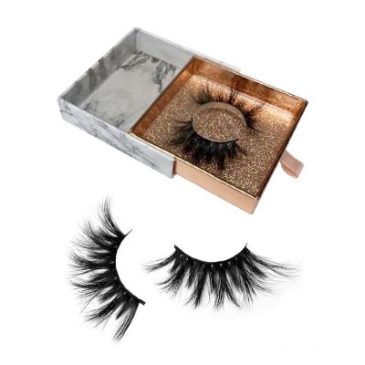 China New Arrival Natural 25mm 5D Real Mink Eyelashes Lashes With Private Label Customized Box for sale