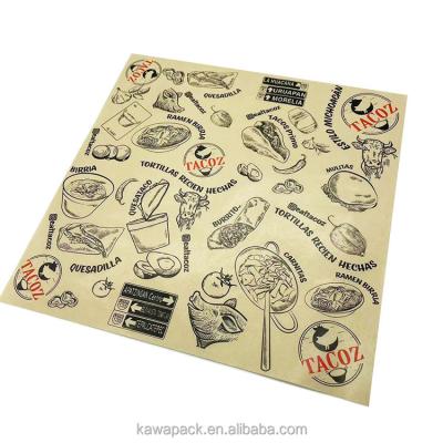 China Greaseproof greaseproof paper printed brown paper wax paper for food for sale