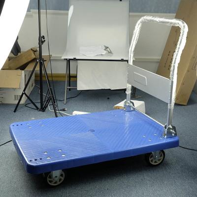 China Foldable Handle Stainless Steel Platform Trolley Total Height 90cm for Easy and Safe Material Transport Solutions for sale