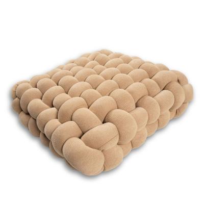 China Selection Anti-static Multicolor Square Wool Fabric Cushion Knot Home Decorative Knitted Tiles For Living Room Bedroom Office for sale