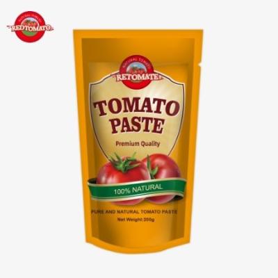 China Certificación de la FDA para 200 g de pasta de tomate triple concentrado en bolsas de pie en venta