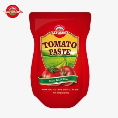 Chine 210g en sachet debout La pâte de tomate est fabriquée conformément aux normes de production ISO HACCP BRC et FDA à vendre