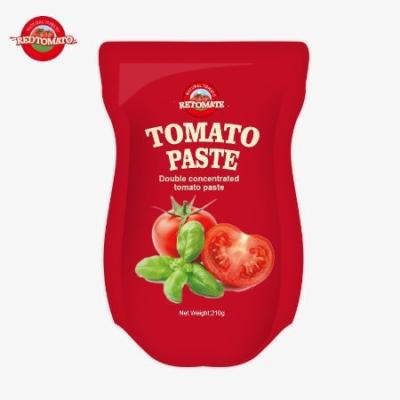 Chine La pâte de tomate en sachet debout de 210g répond aux normes ISO HACCP BRC et FDA en production. à vendre
