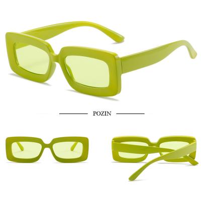 China Hot Selling Fashion Sunglasses Low Moq Customize 30 Pcs OEM Rectangular Logo Printing Colored Cheap Price Factory Solid Sunglasses for sale