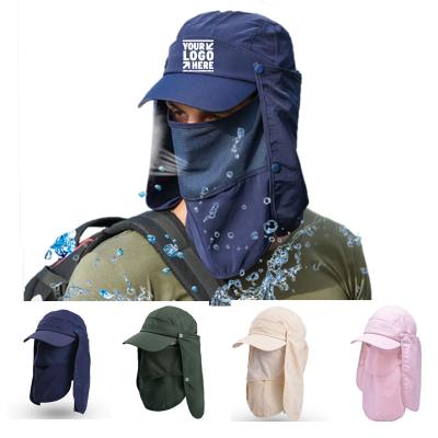 China Multifunction Custom Logo Hats With Neck Face Flap 360° UV Protection for sale