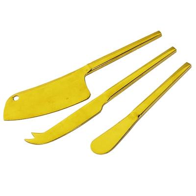 China 2022 Viable Hot Seller 3 Pieces Tool Kit Knife Spreader Cheese Cutter Kitchen Accessories Gold for sale
