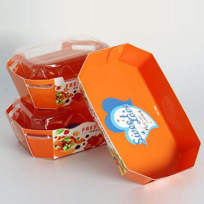 China Disposable Environmental Paper Fruit Box Card Disposable Paper Type Grape Packaging Box Origami Boat Tray for sale