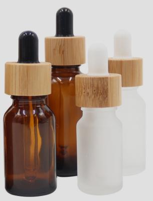 Chine 30ml vigoureux a givré la bouteille en verre de compte-gouttes avec le couvercle en bambou Multifuctional durable à vendre