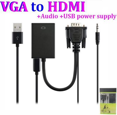 China COMPUTER VGA to HDMI Converter Adapter Cable with Audio Output 1080P HDMI Female USB Power Supply for PC Laptop to HDTV for sale