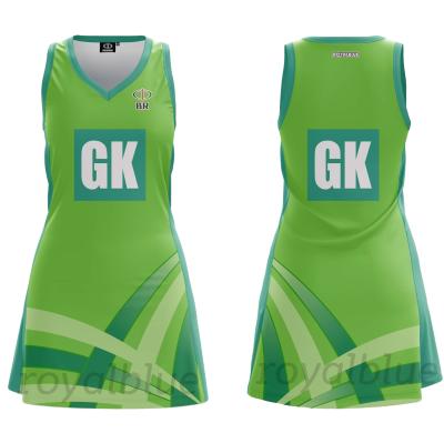 China Shirt: bobbinet bibshorts: lycra Manufacturer Women Girls Sublimation V-Neck Netball Dress Custom Sportswear Lines Uniforms Team Jersey Training Ladies Skirt for sale