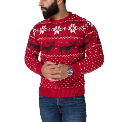 China Anti-Wrinkle Manufacturer Custom Xmas Male Knitwear Pullover Sweaters Jacquard Knit Nordic Mens Ugly Christmas Sweater Party Pullovers for sale
