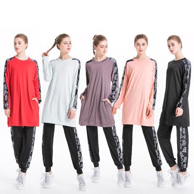 China New Cotton Muslim Sports Use Hoodies Splicing Pockets Gym Sweatshirt Arabic Loose Long Hooded for sale