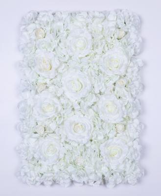 China Wedding Decoration High Quality Wedding White Rose Panel Artificial Flower Wall Backdrop for sale