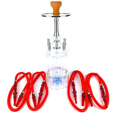 China eco-friendly 4 hose led new light electric tall shisha acrylic hookah set creative big shape sheesha gatling arabian hookah with light for sale