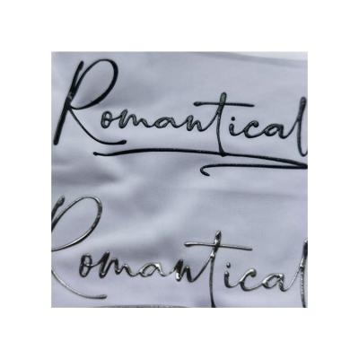 China Silver Straight Cut Labels 3D Metal Clear Heat Transfer Logo Label Badge for sale