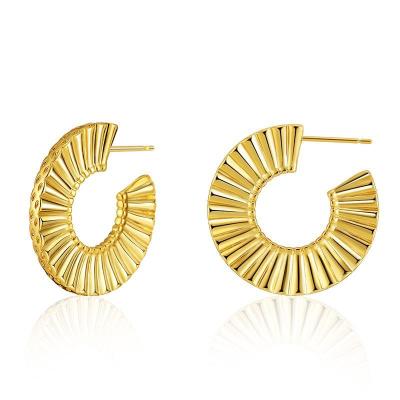 China FASHIONABLE Amazon Hot Selling European And American Area Semicircle Stripe Embossed Retro Style Stud Dangle Earrings For Women for sale