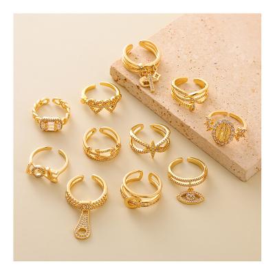 China Hengyu Evil Eye Copper Ring Gold-Plated Jewelry Simple Romantic Wholesale Original Fashion Ring LOVE Letter Simple Jewelry for sale