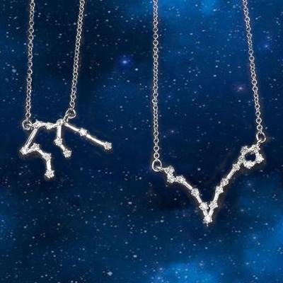 China CLASSIC Custom Zodiac Zircon Horoscope Jewelry Birthday Gifts 12 Aquarius Pendant Necklace for sale
