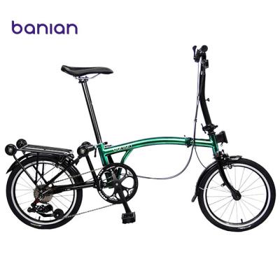 China SHENZHEN Eco Steel Bikes 16 Inch Folding Bike V Brake Bike 9 Speed Chrome-molybdenum Steel Frame Mini Triple Folding Bicycle for sale