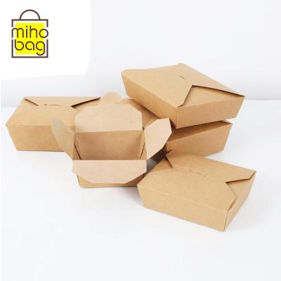 China 2019 Single Wall PLA Food Grade Kraft Paper Take Out Food Salad Container Dinner Paper Box for sale
