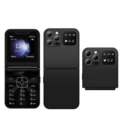 China A50 Pro Flip Telefone Móvel Dual SIM Gravação de Chamadas Velocidade Dial Tocha Mágica Voz 2.4